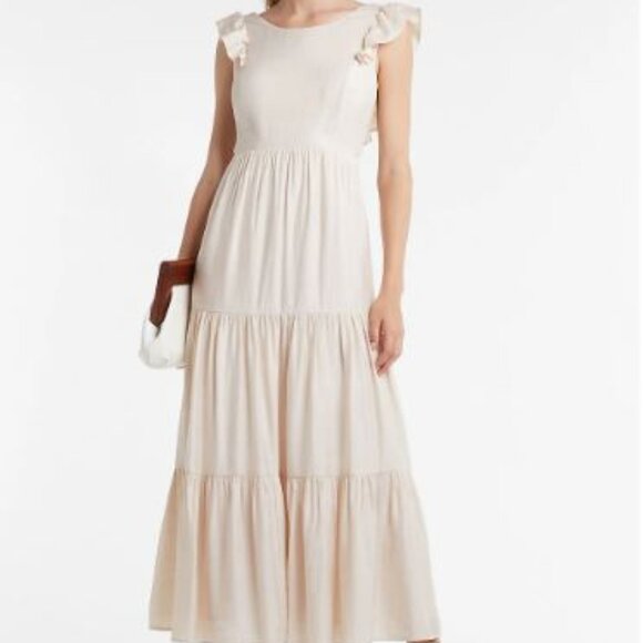 NWT Express Tiered Ruffle Cut-Out Back Maxi Dress - size XL - Picture 1 of 4